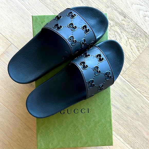 Gucci Shoes Gucci Mens Rubber Gg Slide Sandal Poshmark